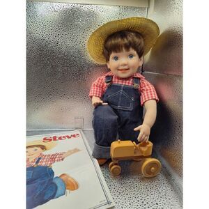 Vintage‎ Danbury Mint Porcelain Boy Doll Steve Farmer Elke Hutchens w/Tractor